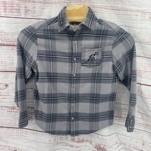 Cakeworthy Disney 100 Flannel Shirt Mens Medium Steamboat Willie Plaid Grey